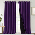 NICETOWN Total Shade Curtains and Draperies, Royal Purple, Package of 2, 62 inches Wide x 95 inches, LongHeavy-Duty Full Light Shading Drapes with Black Liner Backing for Villa/Hall/Dorm Window