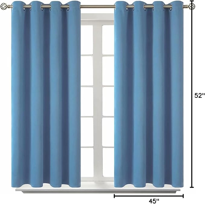 BGment Blackout Curtains for Bedroom - Grommet Thermal Insulated Room Darkening Curtains for Living Room, Set of 2 Panels (52 x 45 Inch, Faded Denim)