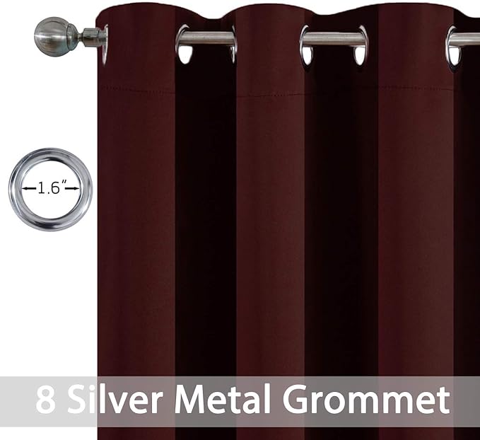 Yakamok Window Treatment Blackout Thermal Insulated Room Darkening Solid Grommet Curtains/Drapes for Bedroom Living Room (Burgundy Red,52x72-inch, 2 Panels)