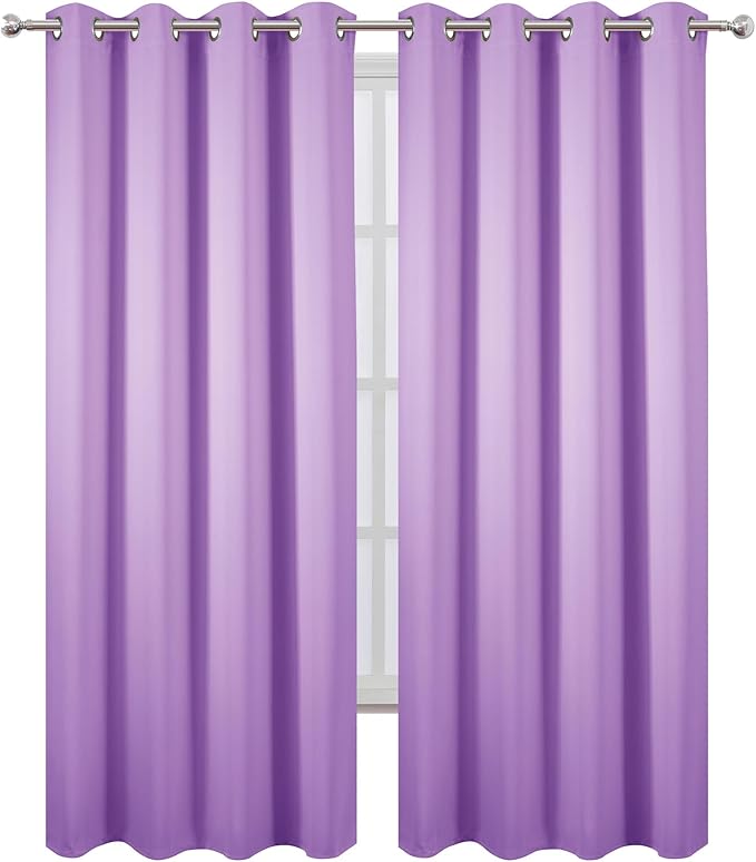LEMOMO Blackout Curtains 52 x 90 Inch Long Lavender Curtains Set of 2 Panels Room Darkening Curtains for Bedroom and Living Room