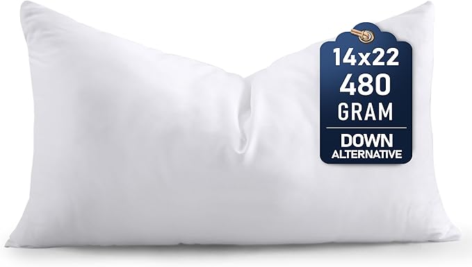 Utopia Bedding Throw Pillows (Set of 1, White) – 14 x 22 Inches Down Alternative Pillows for Bed, Sofa, and Couch - Fluffy Decorative Stuffer Pillow for Indoors & Outdoors