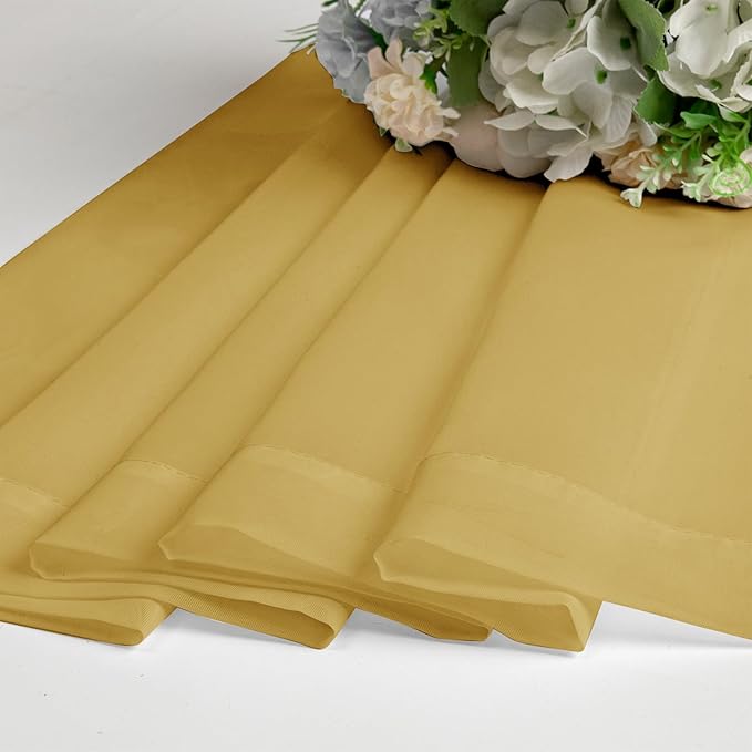 OVZME Gold Sheer Curtains 78 Inches Long 2 Panels - Soft Light Filtering Window Sheer Panels for Living Room/Bedroom, Top Dual Rod Pocket, 1 Pair, Each 42Wx78L Inches