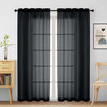 Halloween Black Sheer Curtains for Window 72 inches Long 2 Panels Set, Soft Airy Light Filtering Sheer Curtains for Living Room Bedroom, Dual Rod Pocket Solid Window Drapes, 2x42Wx72L inches