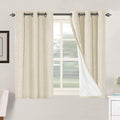 H.VERSAILTEX 100% Blackout Curtains for Bedroom Thermal Insulated Linen Textured Curtains Heat and Full Light Blocking Drapes Living Room Curtains 2 Panel Sets, 42x45 Inch, Bleached Sand