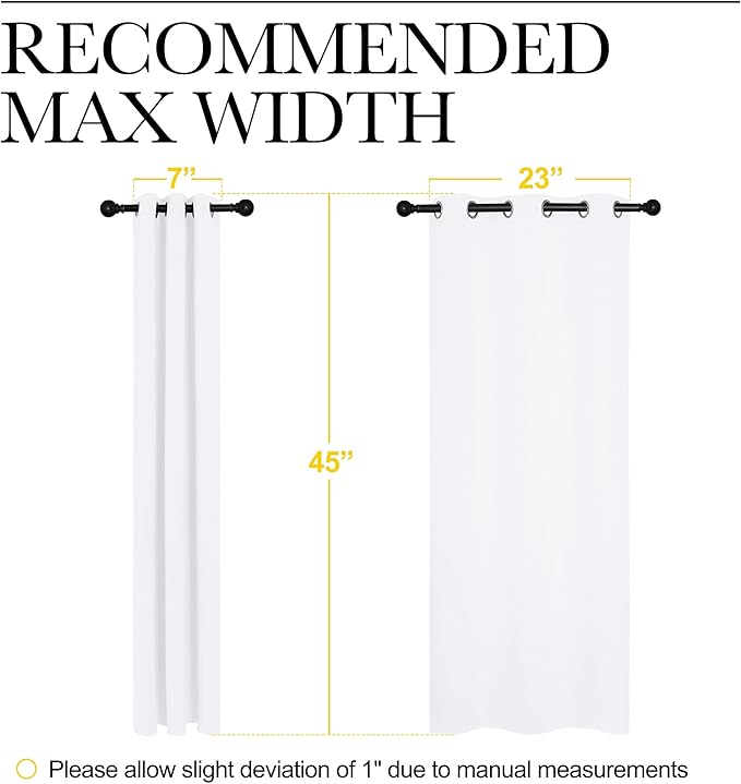 NICETOWN Draperies Curtains Panels, Blocking Out 50% Sunlight Window Treatment Curtains, Grommet Small Window Drapes for Bedroom (2 Panels, 29 by 45, White)