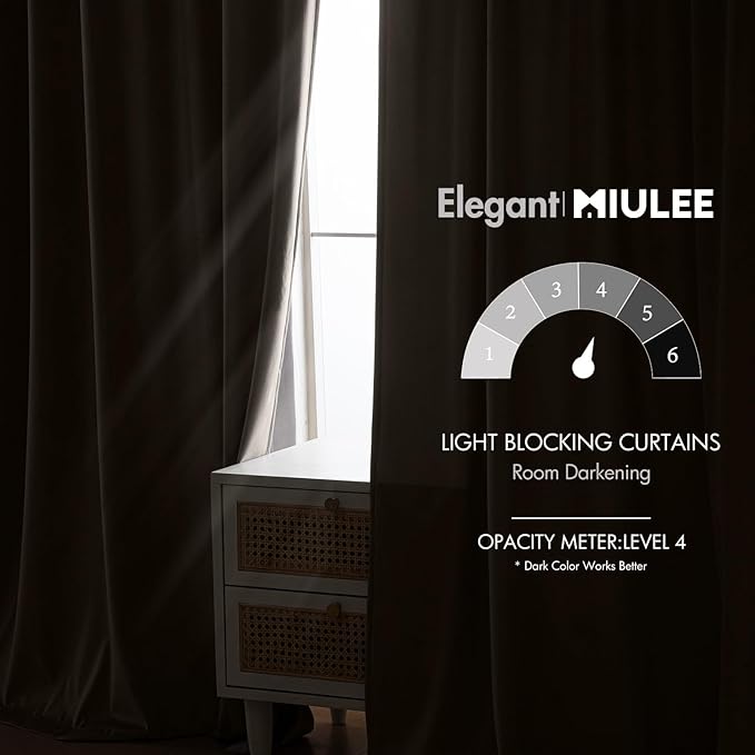 MIULEE Taupe Velvet Curtains 84 inches - Luxury Blackout Curtains for Bedroom Living Room Thermal Insulated Super Soft Window Drapes Rod Pocket & Back Tab, W52 x L84 inches, 2 Panels
