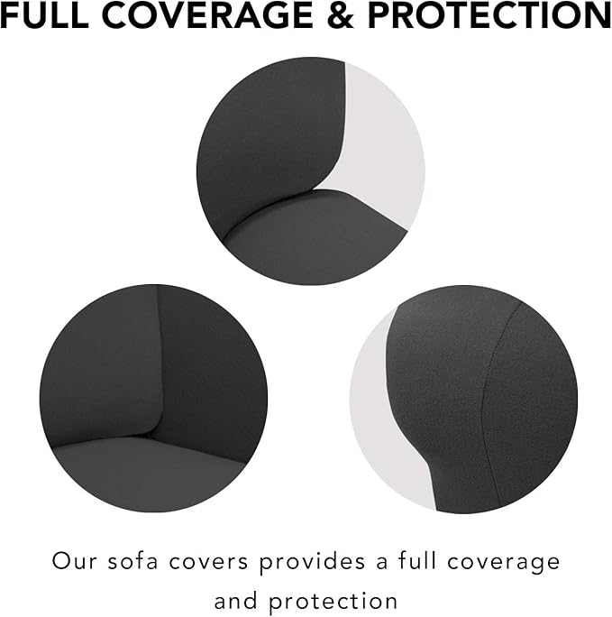 PureFit Super Stretch Sofa Slipcover – Spandex Non Slip Soft Couch Sofa Cover, Washable Furniture Protector with Non Skid Foam and Elastic Bottom for Kids, Pets （Oversized Sofa, Dark Gray）