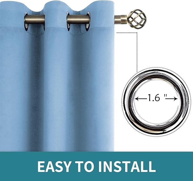 BGment Room Darkening Curtains 84 Inches Long - Grommet Thermal Insulated Drapes Window Treatment Curtains for Bedroom, 2 Panels, 42 x 84 Inch, Sky Blue