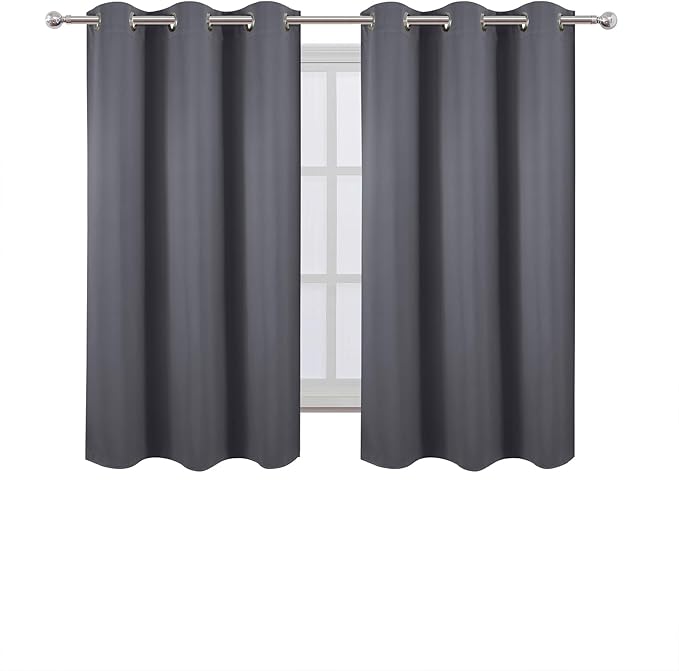 LEMOMO Blackout Curtains 40 x 63 inch/Grey Curtains Set of 2 Panels/Thermal Insulated Room Darkening Bedroom Curtains