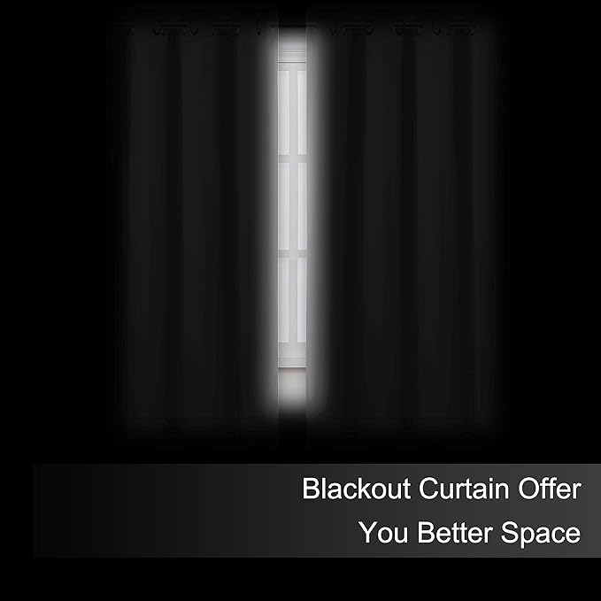 LEMOMO Blackout Curtains 52 x 45 inch/Light Grey Curtains Set of 2 Panels/Thermal Insulated Room Darkening Bedroom Curtains