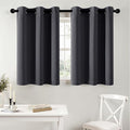MIULEE Short Curtains for Windows - Dark Grey Blackout Half Window Curtains Thermal Insulated Privacy Drapes for Kitchen Bedroom Bathroom Grommet Top Small Basement Tiers W40 x L36 Inch 2 Panels