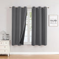ChrisDowa 100% Blackout Curtains for Bedroom with Black Liner, 2 Thick Layers Total Blackout Thermal Insulated Grommet Small Window Curtains 2 Panels Set (Grey, 42 x 45 Inch)