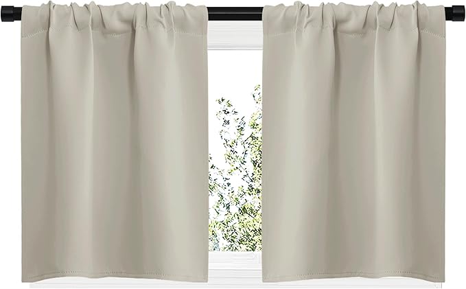 NICETOWN Blackout Curtains for Living Curtains, Room Darkening Window Curtain Panels, Easy-Care Solid Thermal Insulated Draperies/Drapes for Daughter Room (Natural, 2 Panels, 29 by 20)