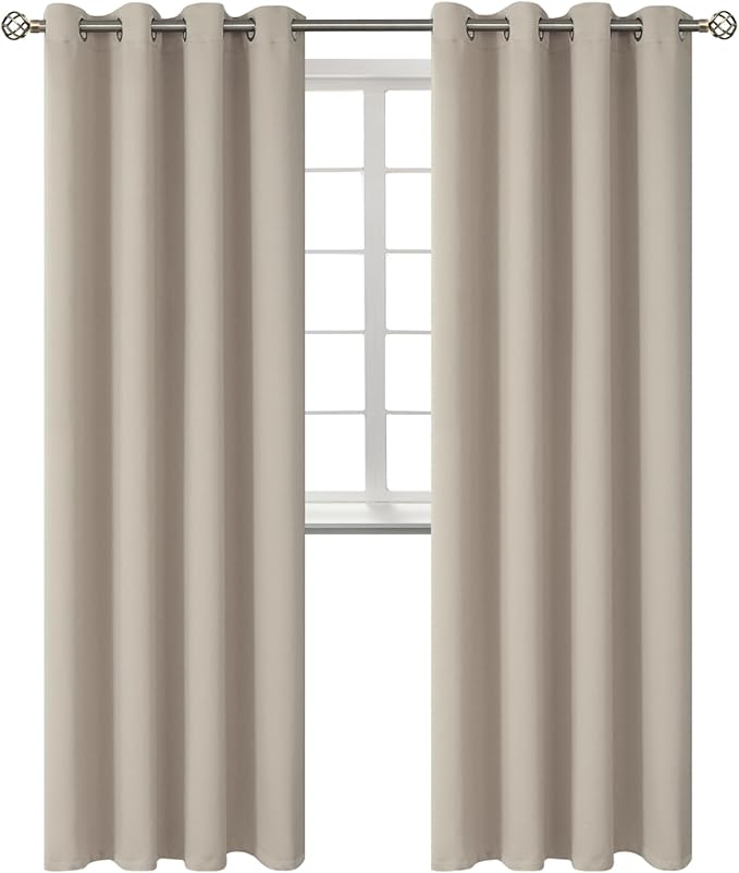 BGment Room Darkening Curtains 95 Inches Long - Grommet Thermal Insulated Drapes Window Treatment Curtains for Bedroom, 2 Panels, 52 x 95 Inch, Camel