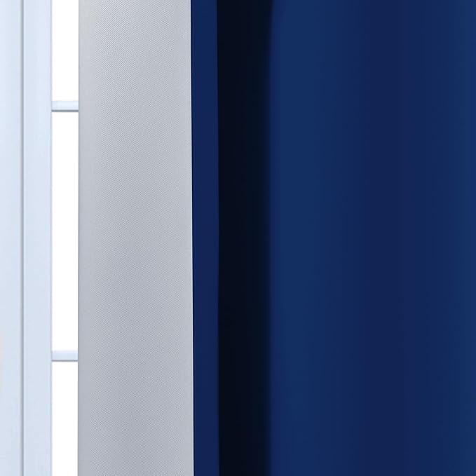Yakamok Greyish White and Royal Blue Ombre Curtains,Light Blocking Curtains,Room Darkening Grommet Window Drapes for Bedroom(Royal Blue,52x63 Inch,2 Panels)
