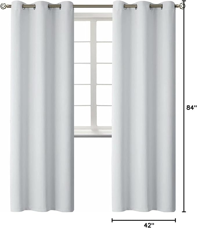 BGment Room Darkening Curtains 84 Inches Long - Grommet Thermal Insulated Drapes Window Treatment Curtains for Bedroom, 2 Panels, 42 x 84 Inch, Greyish White