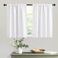 RYB HOME Short Pure White Curtains for Small Bedroom Window, Insulating UV Blocking Drapes for Kitchen Cafe Basement Garage, Privacy Tiers for Bathroom Window, Width 42 by Length 36, Set of 2