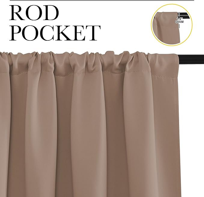 NICETOWN Room Darkening Curtains for Bedroom, Cappuccino, Set of 2 Panels, 62 x 84 Inch, Triple Weave Home Decoration Thermal Insulated Solid Drapes for Patio Door