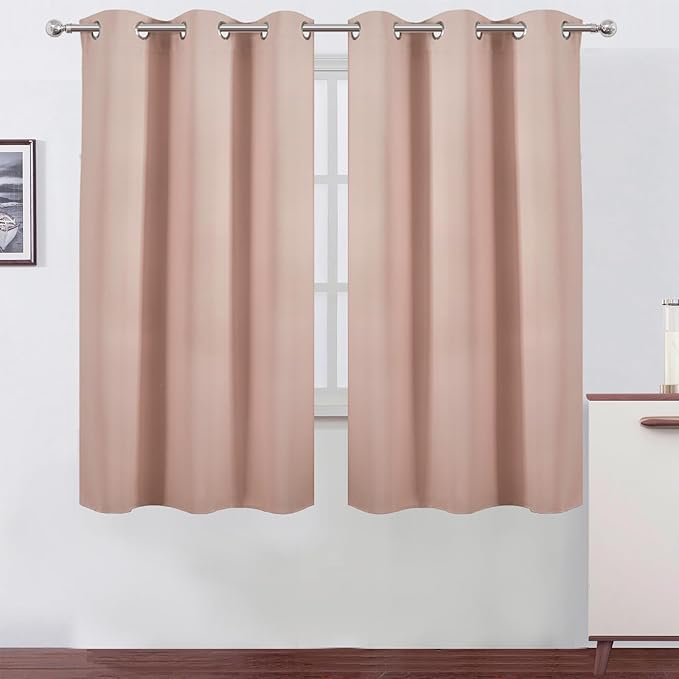 LEMOMO Blush Thermal Blackout Curtains/38 x 63 Inch/Set of 2 Panels Room Darkening Curtains for Bedroom