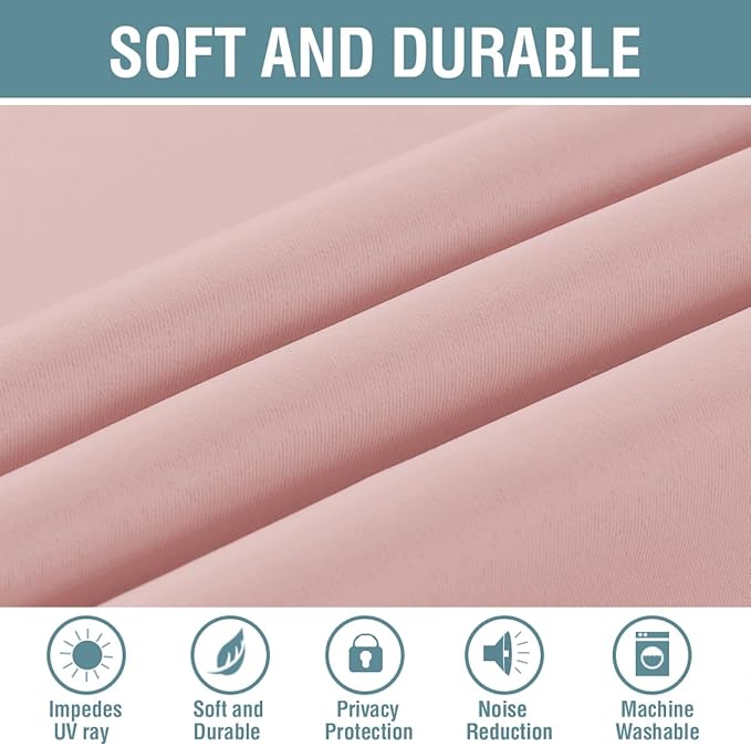H.VERSAILTEX Blackout Curtain for Living Room Thermal Insulated Window Treatment Curtain Extra Long 84 inch Length Energy Saving Solid Grommet Top Blackout Drape, One Panel, Baby Pink, 52" W x 84" L