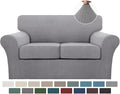 Turquoize 3 Piece Sofa Covers for 2 Cushion Couch Sofa Slipcover Soft Couch Cover for Dogs-Washable Sofa Furniture Covers with 2 Individual Cushion Covers, Thick Jacquard Fabric (Loveseat, Dove)