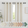 NICETOWN Natural Short Linen Cafe Curtains for Kitchen, Thick Flax Small Window Treatments Semi Sheer Privacy Assured with Light Through for Cafe/Bathroom, W42 x L48, 2 Panels