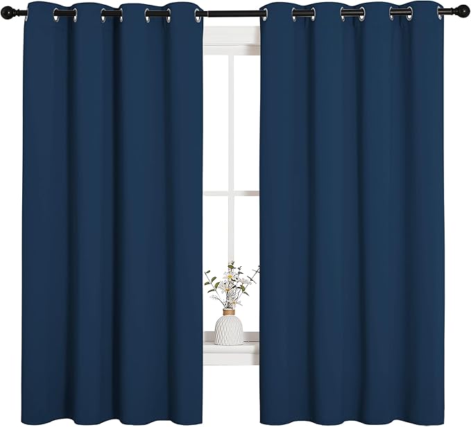 NICETOWN Bedroom Curtain Panels Blackout Draperies, Thermal Insulated Solid Grommet Blackout Curtains/Drapes (Moroccan Blue, 1 Pair, 55 by 68-inch)