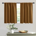 RYB HOME Short Gold Brown Blackout Curtains for Small Bedroom Window, Insulating UV Blocking Drapes for Kitchen Cafe Basement Garage, Privacy Tiers for Bathroom Window, Width 42 by Length 36, Set of 2