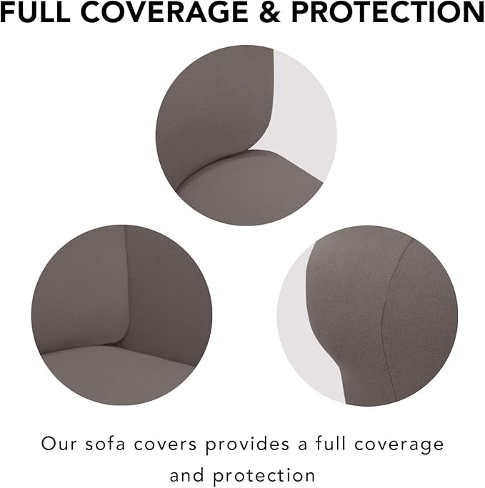 PureFit Super Stretch Sofa Slipcover – Spandex Non Slip Soft Couch Sofa Cover, Washable Furniture Protector with Non Skid Foam and Elastic Bottom for Kids, Pets （Loveseat, Taupe）