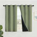 SimpleHome 100% Blackout Curtains for Bedroom,Thermal Insulated Sage Grommet Window Drapes Room Darkening Curtains for Living Room with Black Back,42 x 45 Inch,2 Panels