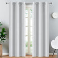 Yakamok 90 Inch Length Room Darkening Drapes Blackout Curtains for Bedroom,Thermal Insulated Grommet Curtain Panels for Living Room,38W x 90L,Greyish White, One Pair