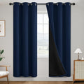 SimpleHome 100% Blackout Curtains for Bedroom,Thermal Insulated Navy Blue Grommet Window Drapes Room Darkening Curtains for Living Room with Black Back,38 x 72 Inch,2 Panels
