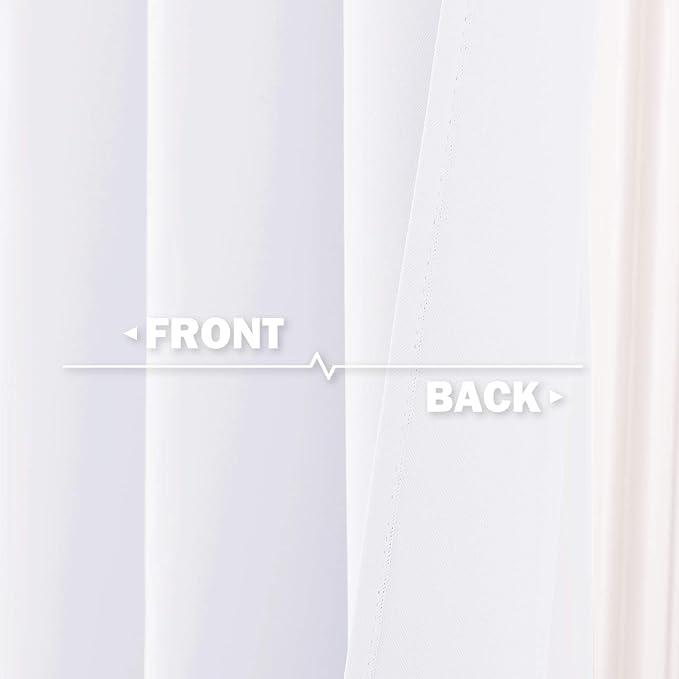 NICETOWN Small Window Curtain Panels - Pure White Elegant Home Decor Grommet Design Short Solid Curtain Kitchen Panels for Home Decor (White, 42W by 36L 1.2 Inches Header, 2 Pieces)