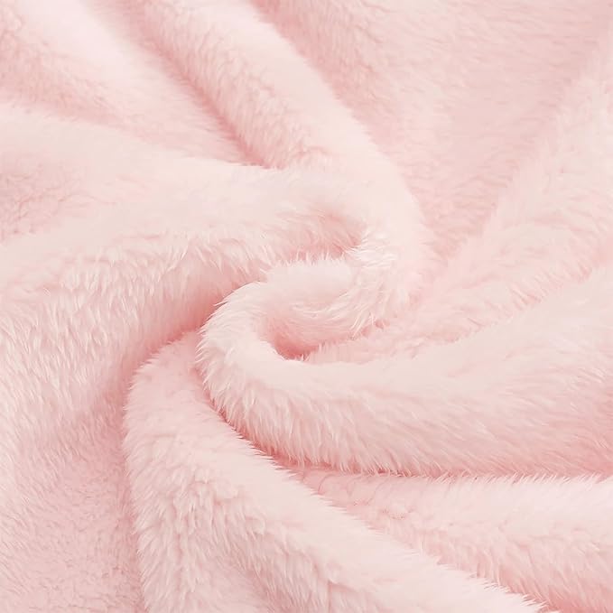 Exclusivo Mezcla Plush Fuzzy Fleece Throw Blanket, Super Soft, Fluffy and Warm Blankets for Couch, Bed, All Season (Light Pink, 40x50 inches)