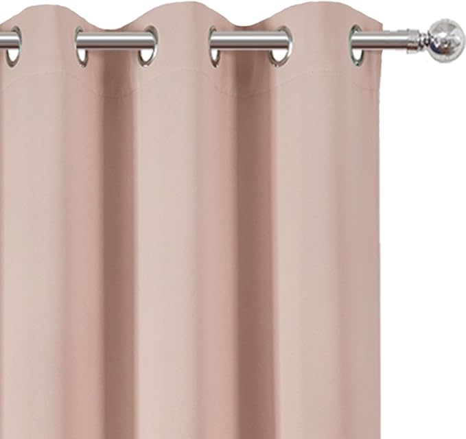 LEMOMO Blush Blackout Curtains/38 x 54 Inch/Set of Two Panels Grommet Living Room Curtains