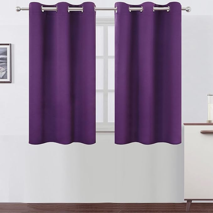 LEMOMO Purple Blackout Curtains 42 x 54 Inch Length Set of 2 Panels Grommet Bedroom Curtains for Living Room
