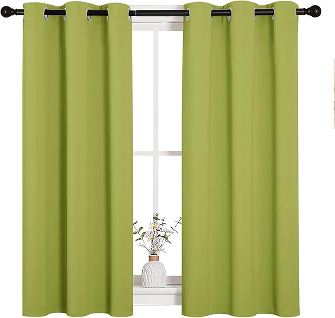 NICETOWN Blackout Curtain Panels for Loft, Thermal Insulated Window Decoration Blackout Draperies/Drapes (1 Pair, 34 x 45 inches in Fresh Green)