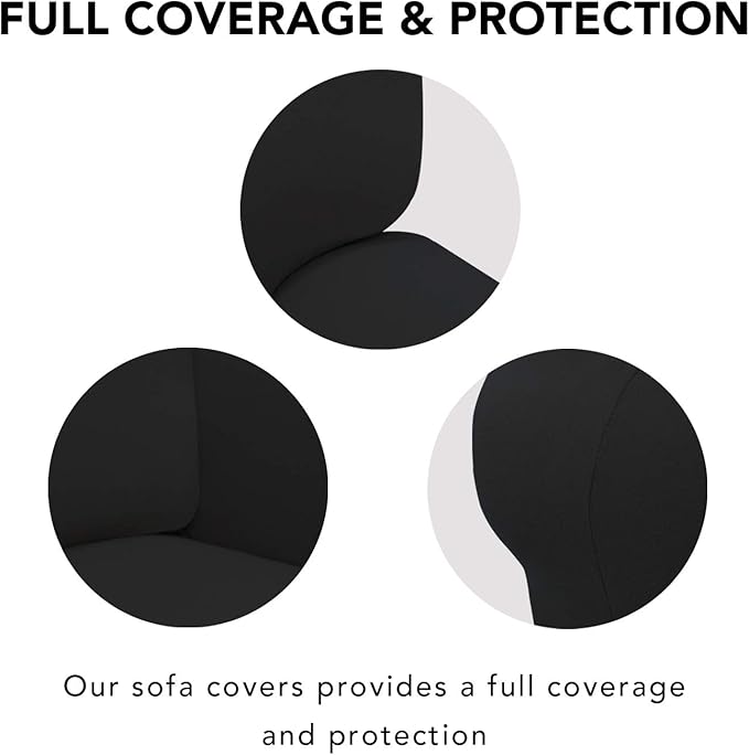 PureFit Super Stretch Sofa Slipcover – Spandex Non Slip Soft Couch Sofa Cover, Washable Furniture Protector with Non Skid Foam and Elastic Bottom for Kids, Pets （Loveseat, Black）