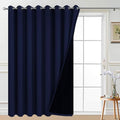 Yakamok 100% Blackout Sliding Door Curtains, Thermal Insulated Grommet Full Light Shading Sliding Door Drape Room Divider Curtain for Living Room/Space, Navy Blue, W100 x L84, 1 Panel