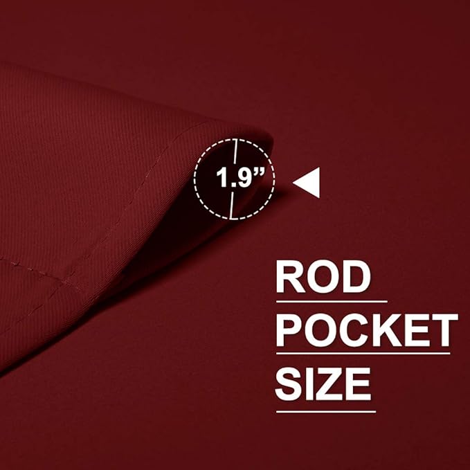 RYB HOME Blackout Curtains for Bedroom Living Room 63 inches Long, Thermal Insulated Privacy Rod Pocket Drapes for Nursery Office Home Theater, Width 34 by Length 63, Burgundy Red, 2 Panels