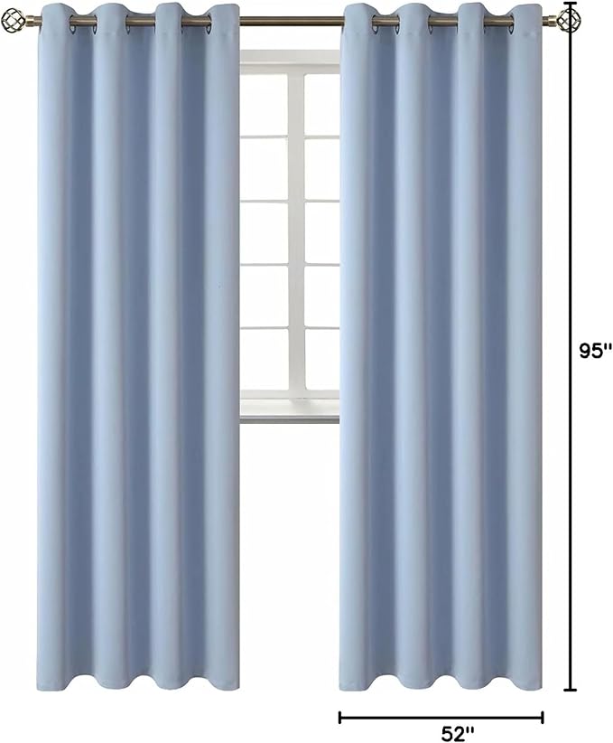 BGment Blackout Curtains for Living Room - Grommet Thermal Insulated Room Darkening Curtains for Bedroom, 2 Panels of 52 x 95 Inch, Spa Blue