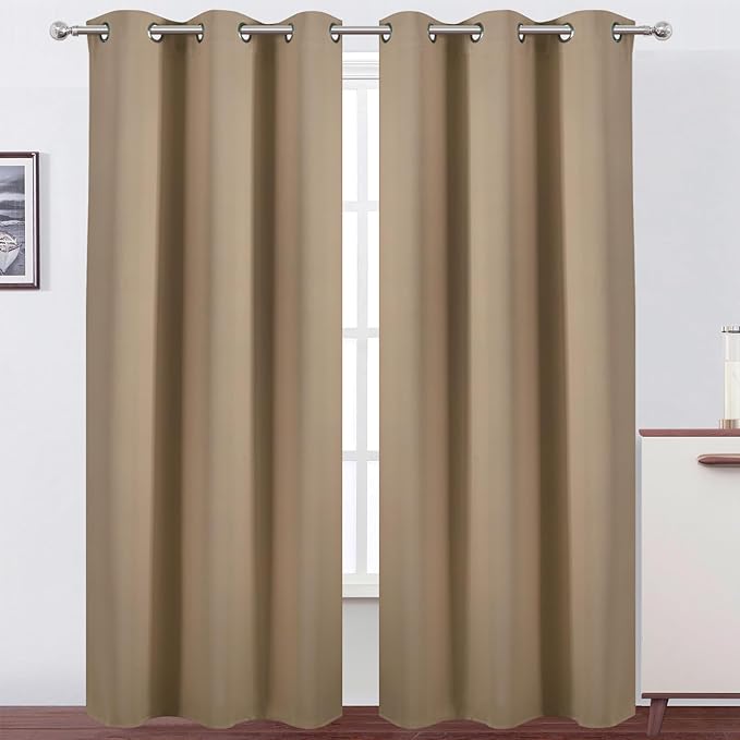 LEMOMO Natural Thermal Blackout Curtains/42 x 84 Inch/Set of 2 Panels Room Darkening Curtains for Bedroom