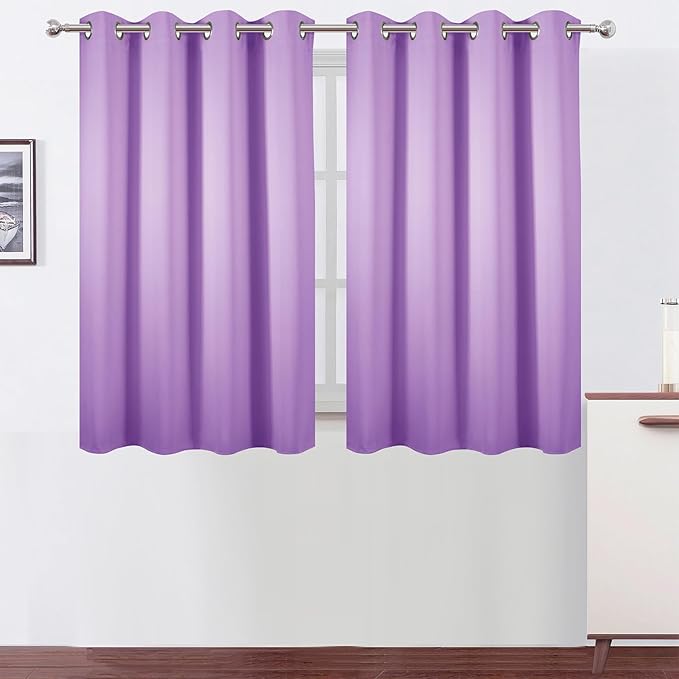 LEMOMO Blackout Curtains 52 x 45 inch Lavender Curtains Set of 2 Panels/Thermal Insulated Room Darkening Bedroom Curtains