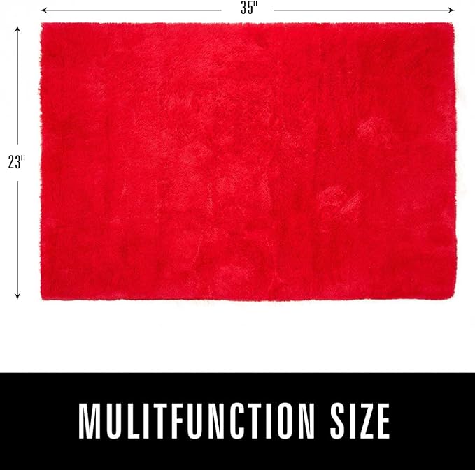 LOCHAS Ultra Soft Indoor Modern Area Rugs Fluffy Living Room Carpets for Children Bedroom Home Decor Nursery Rug,2x3 Feet, Red