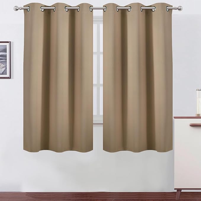 LEMOMO Natural Thermal Blackout Curtains/38 x 63 Inch/Set of 2 Panels Room Darkening Curtains for Bedroom