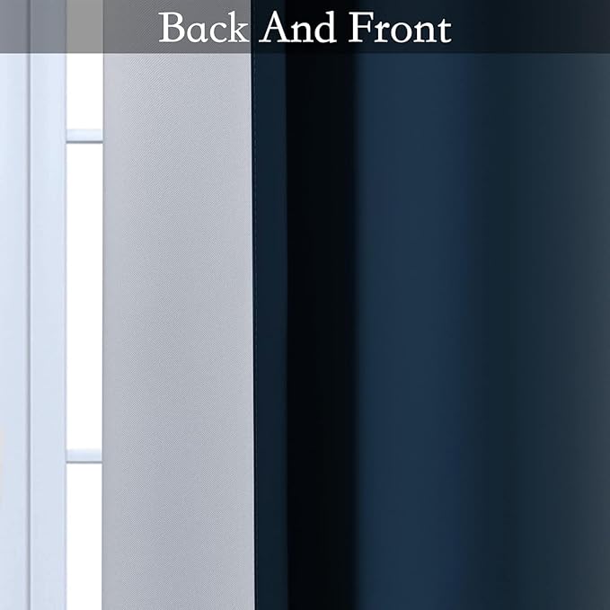 SimpleHome Ombre Room Darkening Curtains for Bedroom, Gradient Navy Blue to Grey White Light Blocking Thermal Insulated Grommet Window Curtain/Drapes for Living Room,2 Panels, 70x84 inches Length