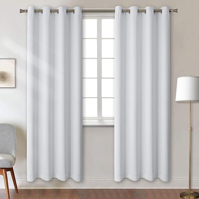 BGment Room Darkening Curtains for Bedroom - Grommet Thermal Insulated Window Treatments Light Blocking Curtains for Living Room, Each 46 x 84 Inch, Greyish White