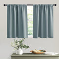 RYB HOME Short Dusty Blue Blackout Curtains for Small Bedroom Window, Insulating UV Blocking Drapes for Kitchen Cafe Basement Garage, Privacy Tiers for Bathroom Window, Width 42 by Length 36, Set of 2