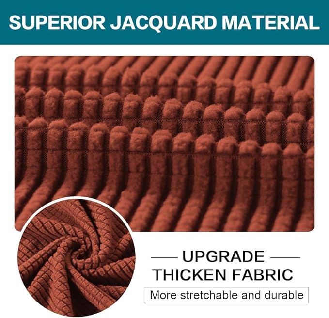 Turquoize 4 Piece Sofa Covers for 3 Cushion Couch Sofa Slipcover Soft Couch Cover for Dogs Washable Furniture Cover with 3 Individual Large Cushion Covers Feature Fabric (Large Sofa, Rust)