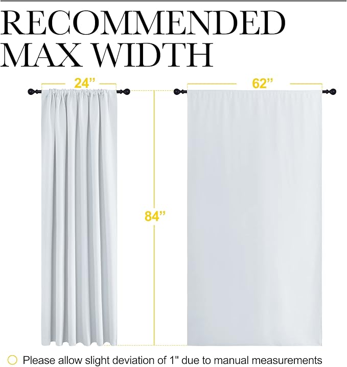 NICETOWN Bedroom Window Curtain Panels - Window Treatment Thermal Insulated Rod Pocket Room Darkening Curtains/Drapes for Patio Door (Greyish White, 2 Panels, 62 in x 84 in (W x L))